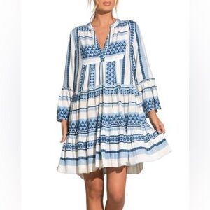 Striped Cotton A Line Mini Dress by Elan